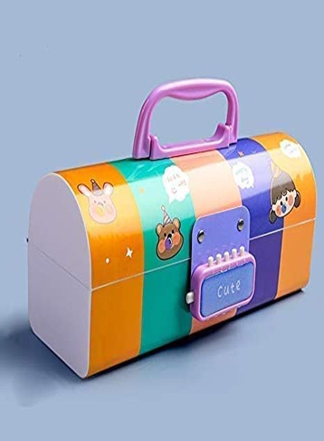 OANGO علبة أقلام بلاستيكية من OANGO مزودة بقفل برقم سري - علبة متعددة الطبقات للأطفال، بنين وبنات - علبة أقلام بقفل برقم سري (رسوم متحركة لطيفة)، متعددة الألوان - Image 2